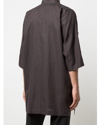 Chemise à manches courtes en lin noire Homme Plissé Issey Miyake