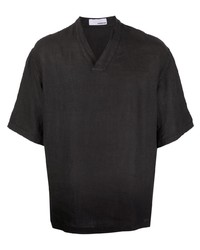 Chemise à manches courtes en lin noire Costumein