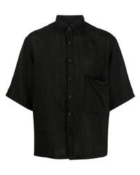 Chemise à manches courtes en lin noire Costumein