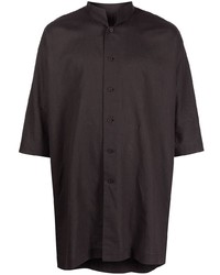 Chemise à manches courtes en lin noire Homme Plissé Issey Miyake