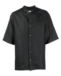 Chemise à manches courtes en lin noire PT TORINO