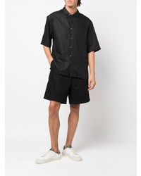 Chemise à manches courtes en lin noire PT TORINO