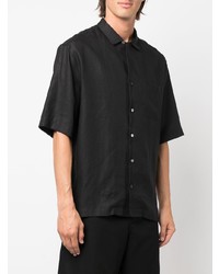 Chemise à manches courtes en lin noire PT TORINO