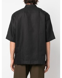 Chemise à manches courtes en lin noire PT TORINO