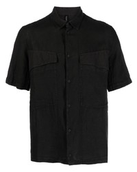 Chemise à manches courtes en lin noire Transit