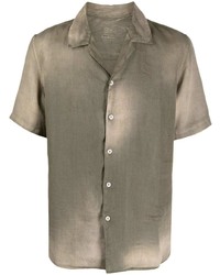 Chemise à manches courtes en lin olive Altea