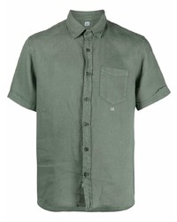 Chemise à manches courtes en lin olive C.P. Company
