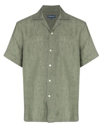 Chemise à manches courtes en lin olive Frescobol Carioca