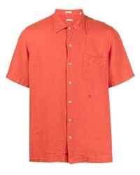 Chemise à manches courtes en lin orange Massimo Alba