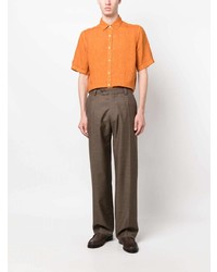 Chemise à manches courtes en lin orange Canali