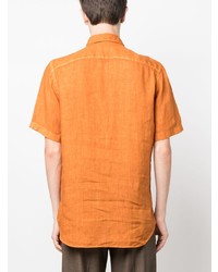 Chemise à manches courtes en lin orange Canali