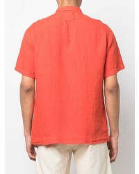 Chemise à manches courtes en lin orange Massimo Alba