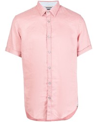 Chemise à manches courtes en lin rose BOSS