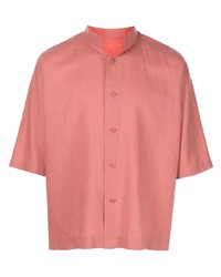 Chemise à manches courtes en lin rose Homme Plissé Issey Miyake