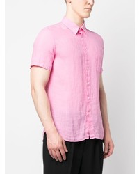 Chemise à manches courtes en lin rose 120% Lino