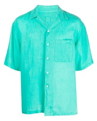 Chemise à manches courtes en lin turquoise 120% Lino