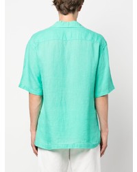Chemise à manches courtes en lin turquoise 120% Lino