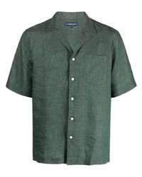 Chemise à manches courtes en lin vert foncé Frescobol Carioca