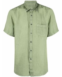 Chemise à manches courtes en lin vert menthe 120% Lino