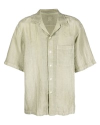 Chemise à manches courtes en lin vert menthe 120% Lino