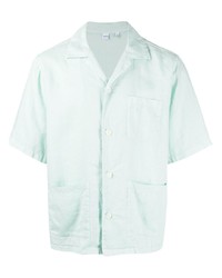 Chemise à manches courtes en lin vert menthe Aspesi