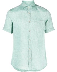Chemise à manches courtes en lin vert menthe Glanshirt