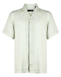 Chemise à manches courtes en lin vert menthe Lardini