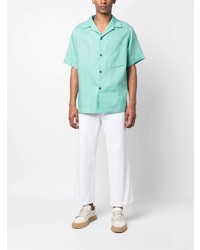 Chemise à manches courtes en lin vert menthe Hevo
