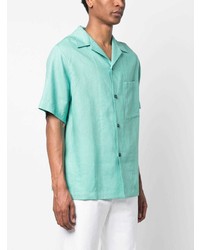 Chemise à manches courtes en lin vert menthe Hevo