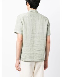 Chemise à manches courtes en lin vert menthe Lardini