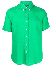 Chemise à manches courtes en lin verte Polo Ralph Lauren