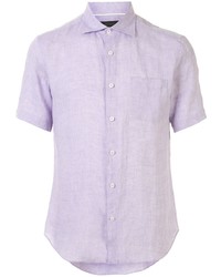 Chemise à manches courtes en lin violet clair D'urban