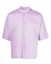 Chemise à manches courtes en lin violet clair Homme Plissé Issey Miyake