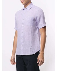 Chemise à manches courtes en lin violet clair D'urban