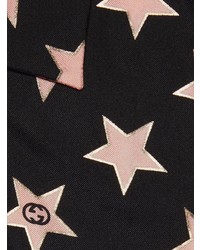 Chemise à manches courtes en soie à étoiles noire Gucci