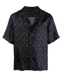 Chemise à manches courtes en soie à étoiles noire Salvatore Santoro