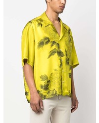 Chemise à manches courtes en soie à fleurs chartreuse Act N°1