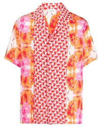 Chemise à manches courtes en soie à fleurs orange P.A.R.O.S.H.