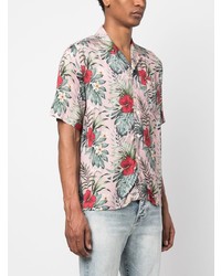 Chemise à manches courtes en soie à fleurs rose Rhude