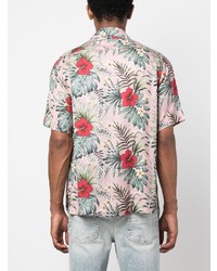 Chemise à manches courtes en soie à fleurs rose Rhude