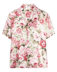 Chemise à manches courtes en soie à fleurs rose P.A.R.O.S.H.