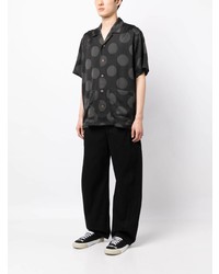 Chemise à manches courtes en soie á pois noire Mastermind Japan