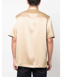 Chemise à manches courtes en soie beige Nanushka