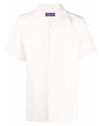 Chemise à manches courtes en soie blanche Ralph Lauren Purple Label