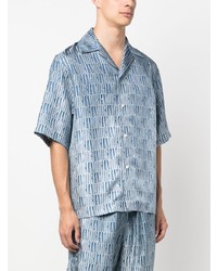 Chemise à manches courtes en soie bleu clair Amiri