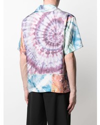 Chemise à manches courtes en soie imprimé tie-dye multicolore Amiri