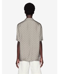 Chemise à manches courtes en soie imprimée beige Gucci