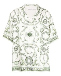 Chemise à manches courtes en soie imprimée blanche Alexander Wang