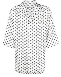 Chemise à manches courtes en soie imprimée blanche Dolce & Gabbana