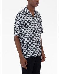 Chemise à manches courtes en soie imprimée blanche Amiri